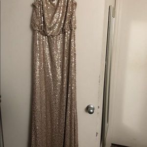 David’s Bridal Gold Sequin Dress
